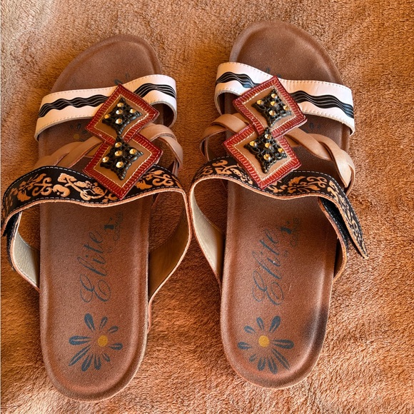 Elite by Corkys Crestview Boho Leather Sandals Size - Picture 7 of 7